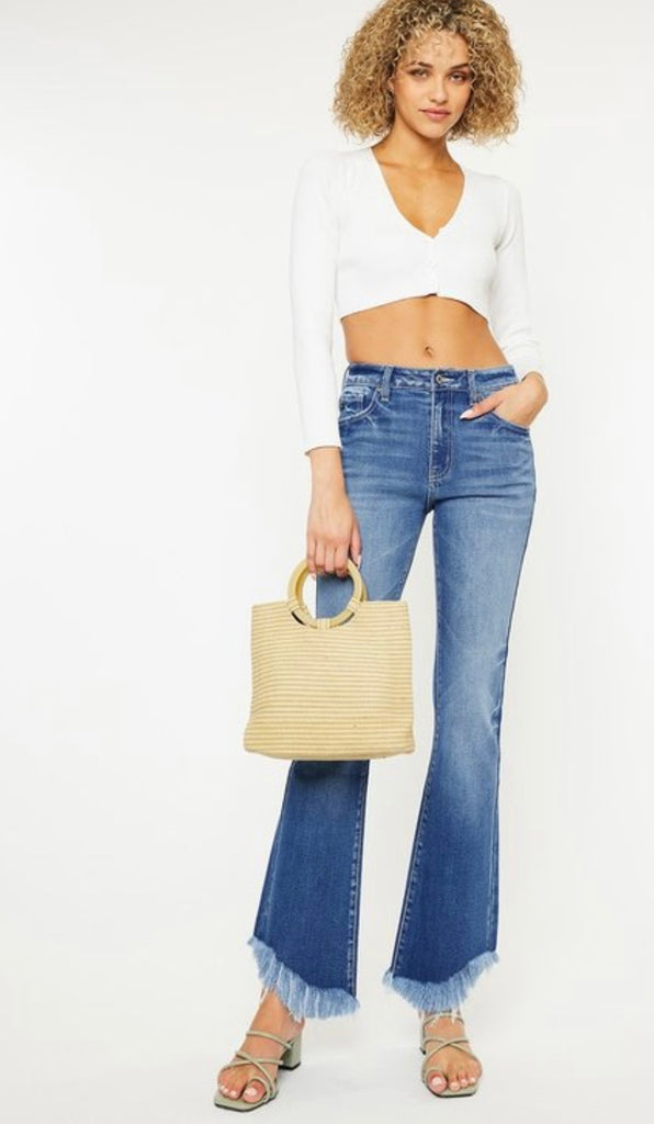 Kancan Frayed Cropped Jeans