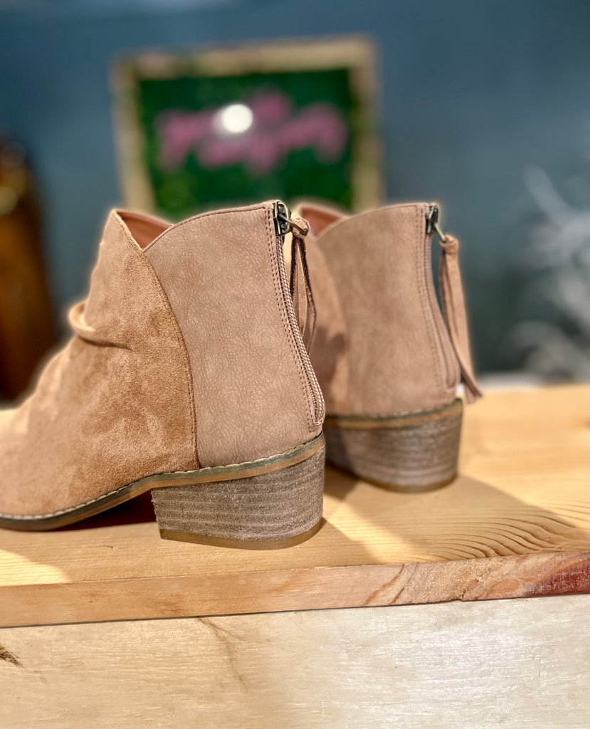 Corky s Tan Scrunch Booties Speckles Stripes