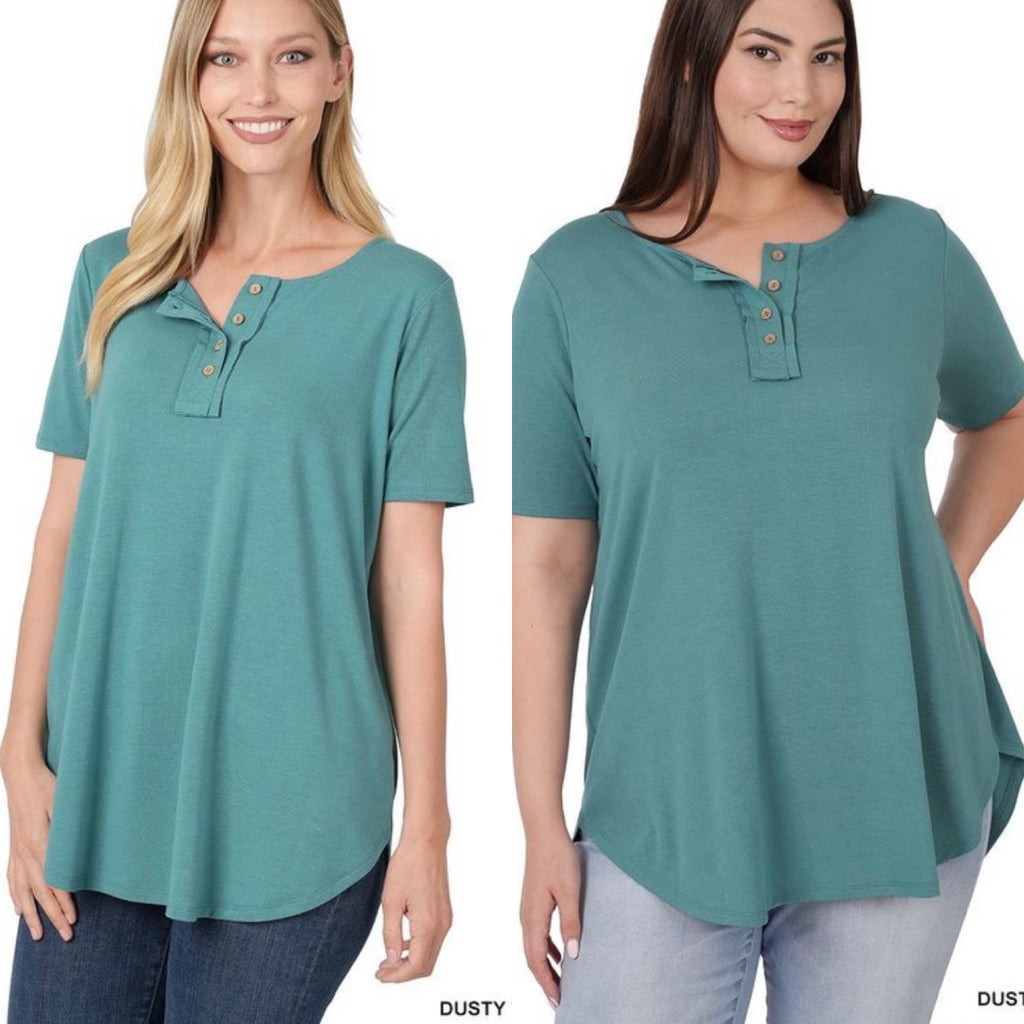 Dusty Teal Button Top