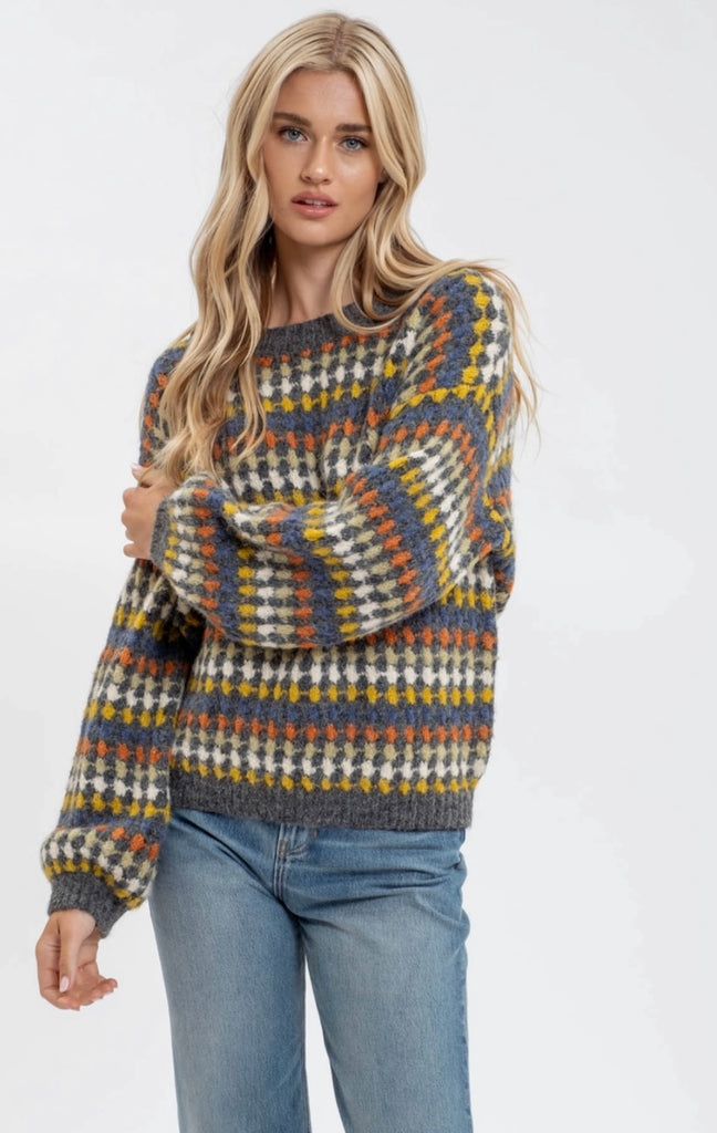 Charcoal Multicolored Cozy Sweater