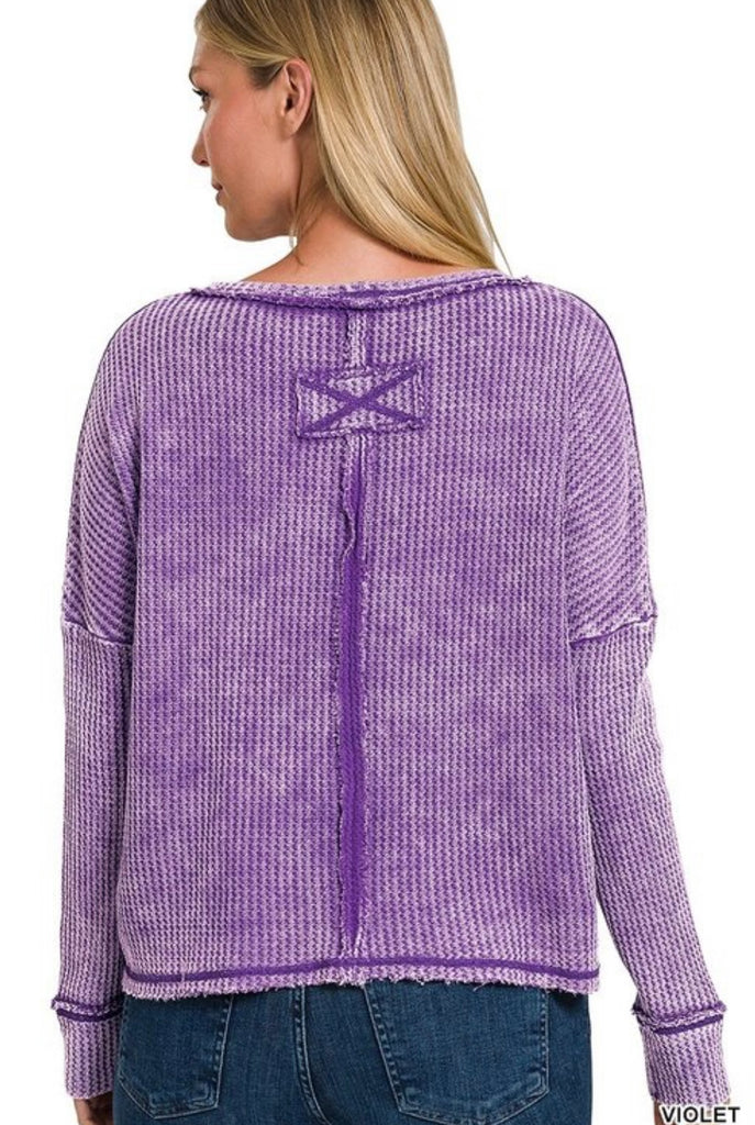 Violet Waffle Long Sleeve Top