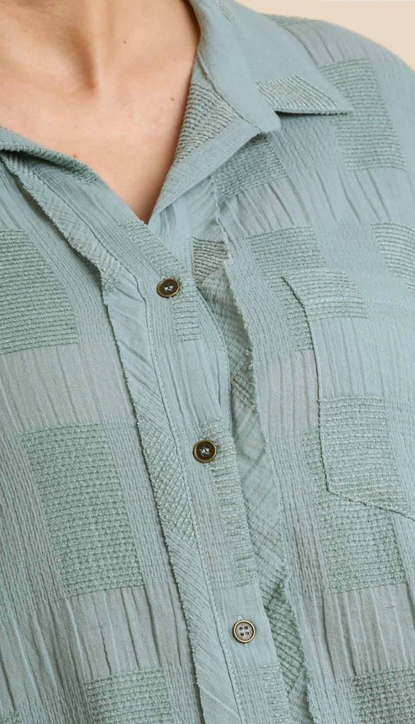 Dusty Mint Button Up Top