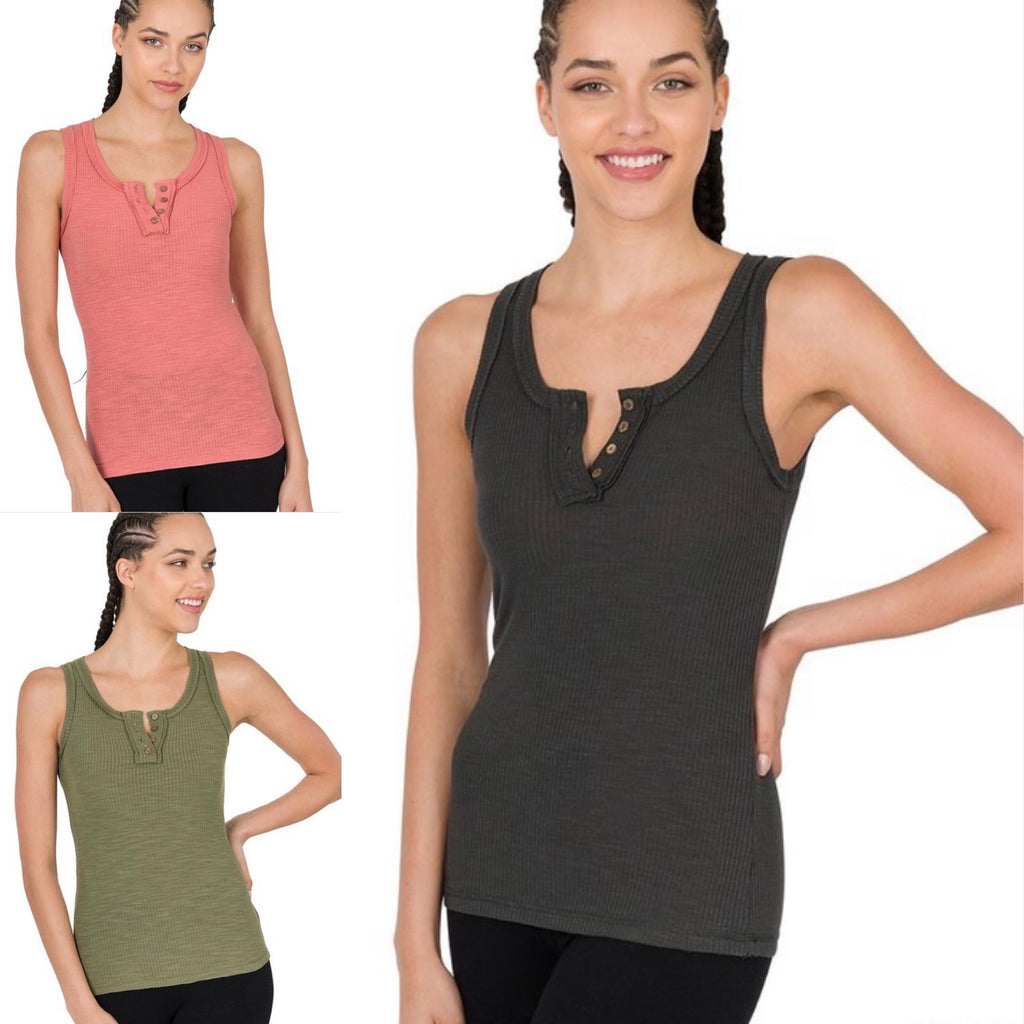 Ribbed Button Tanks