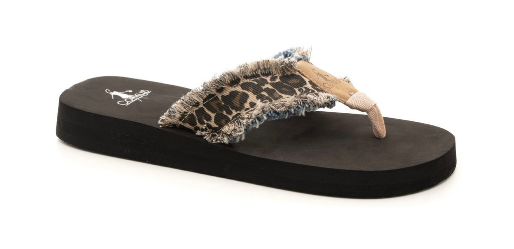 Corky’s Brown fringe Leopard Flip Flops