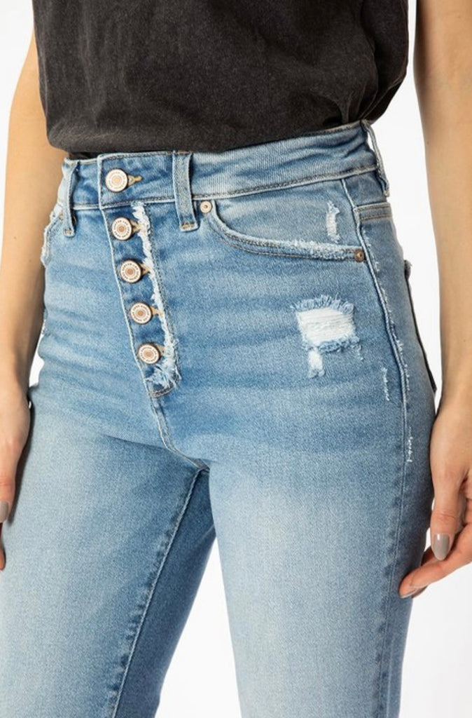 Kancan Button Fly High Rise Mom Jeans