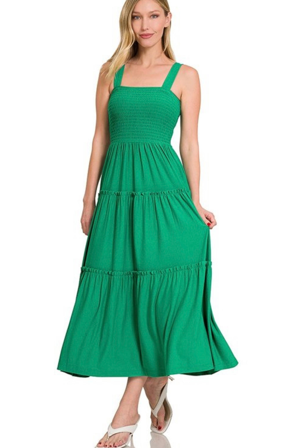 Kelly Green Smocked Dress | Speckles & Stripes Kelly Green Smocked Dress | Speckles & Stripes