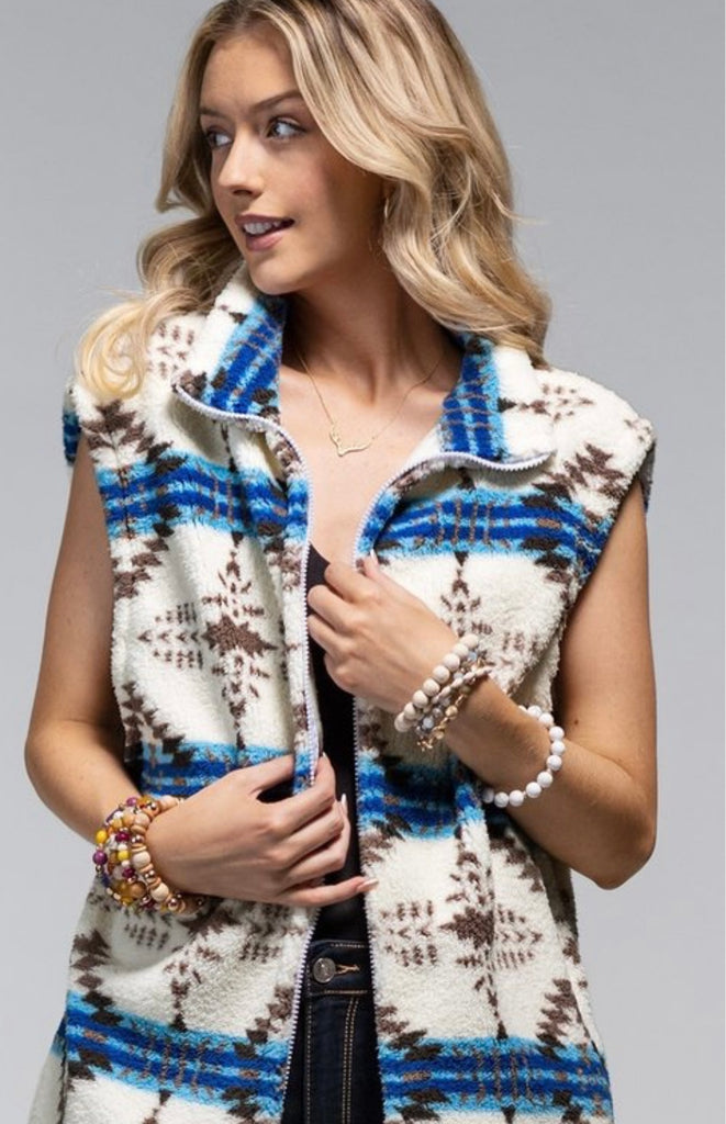 Aztec Fleece Vests | Speckles & Stripes