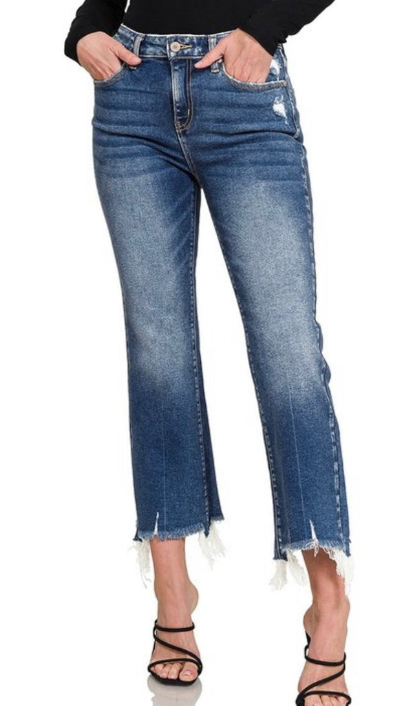 Cropped Distressed Jeans