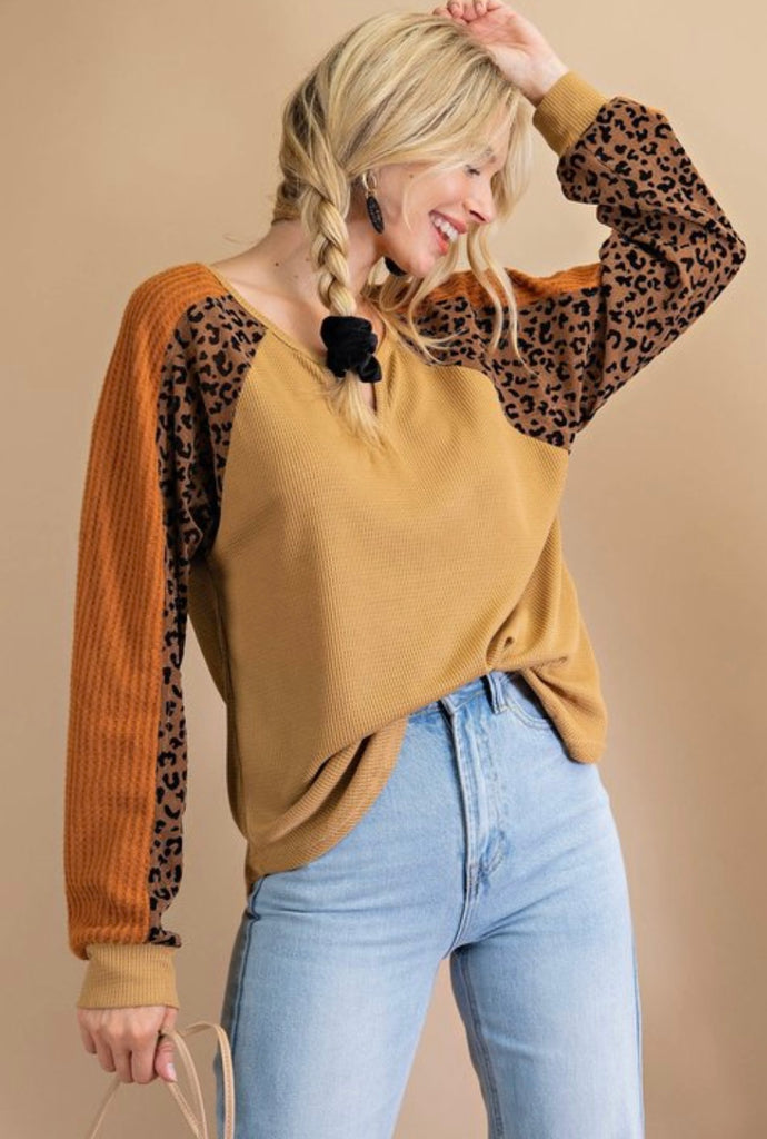 Neutral Colorblock with Leopard Top