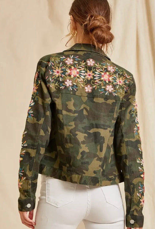 Camo + Embroidered Jacket