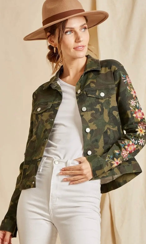 Camo + Embroidered Jacket