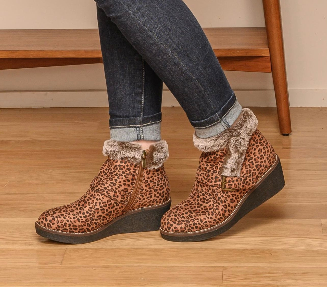 Leopard wedge booties deals