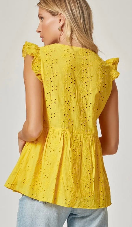 Yellow Eyelet Tank